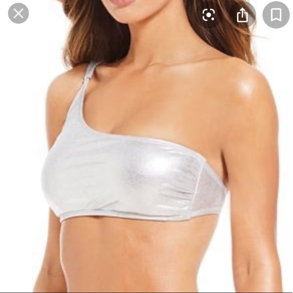 ONE SHOULDER SILVER BIKINI TOP!!